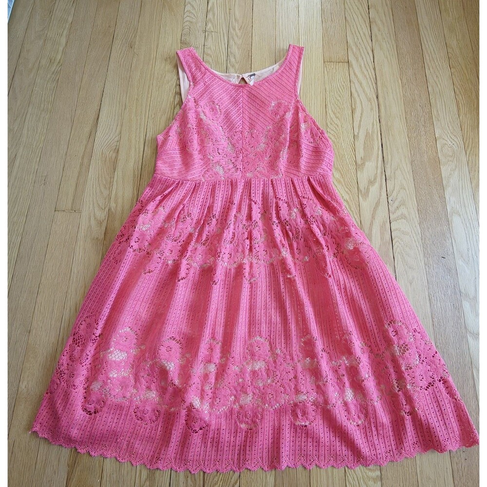 Free People Rocco Pink Lace Mini Dress Size 6 Sleeveless Open Back Boho Party